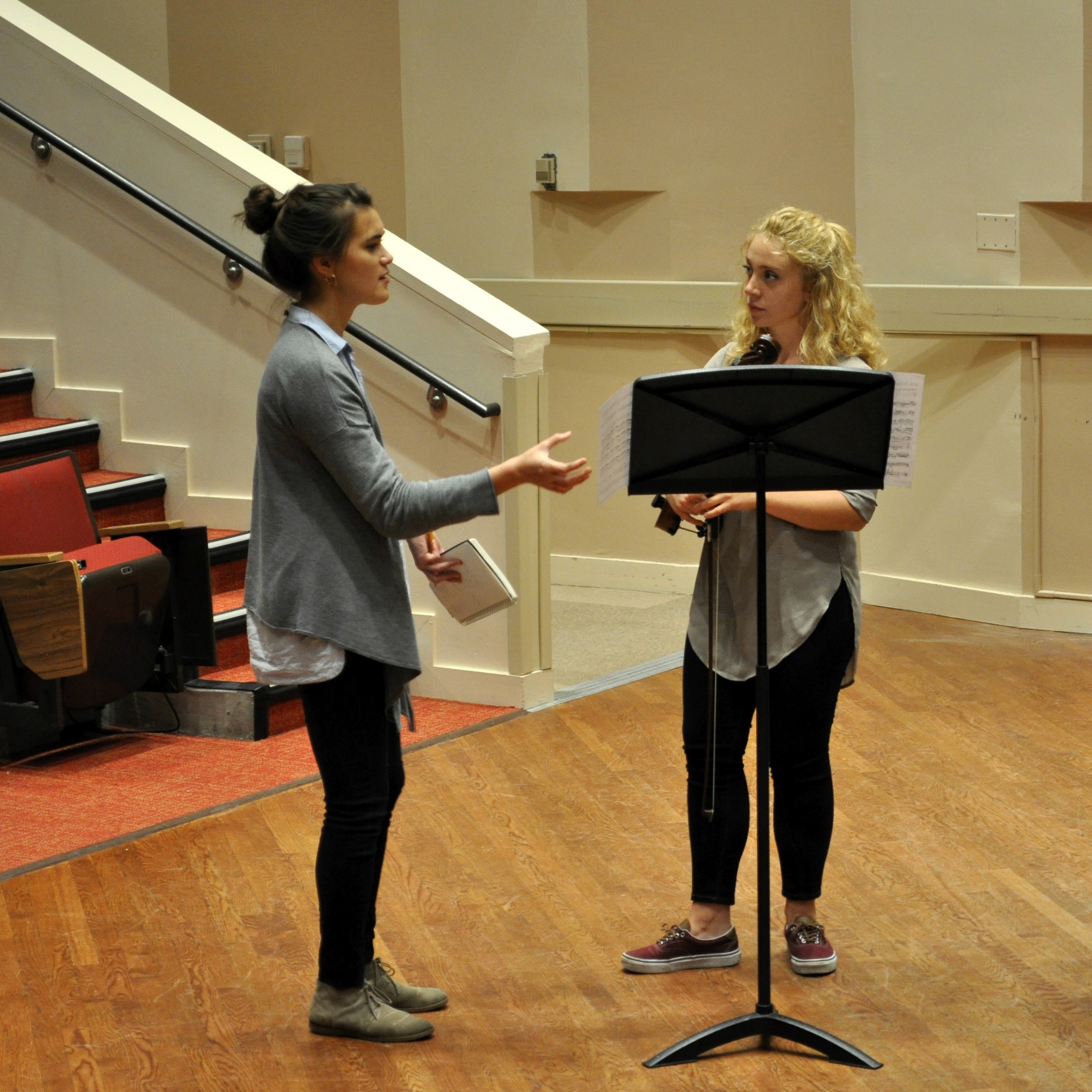 Chloe works with Sophie in a masterclass. 