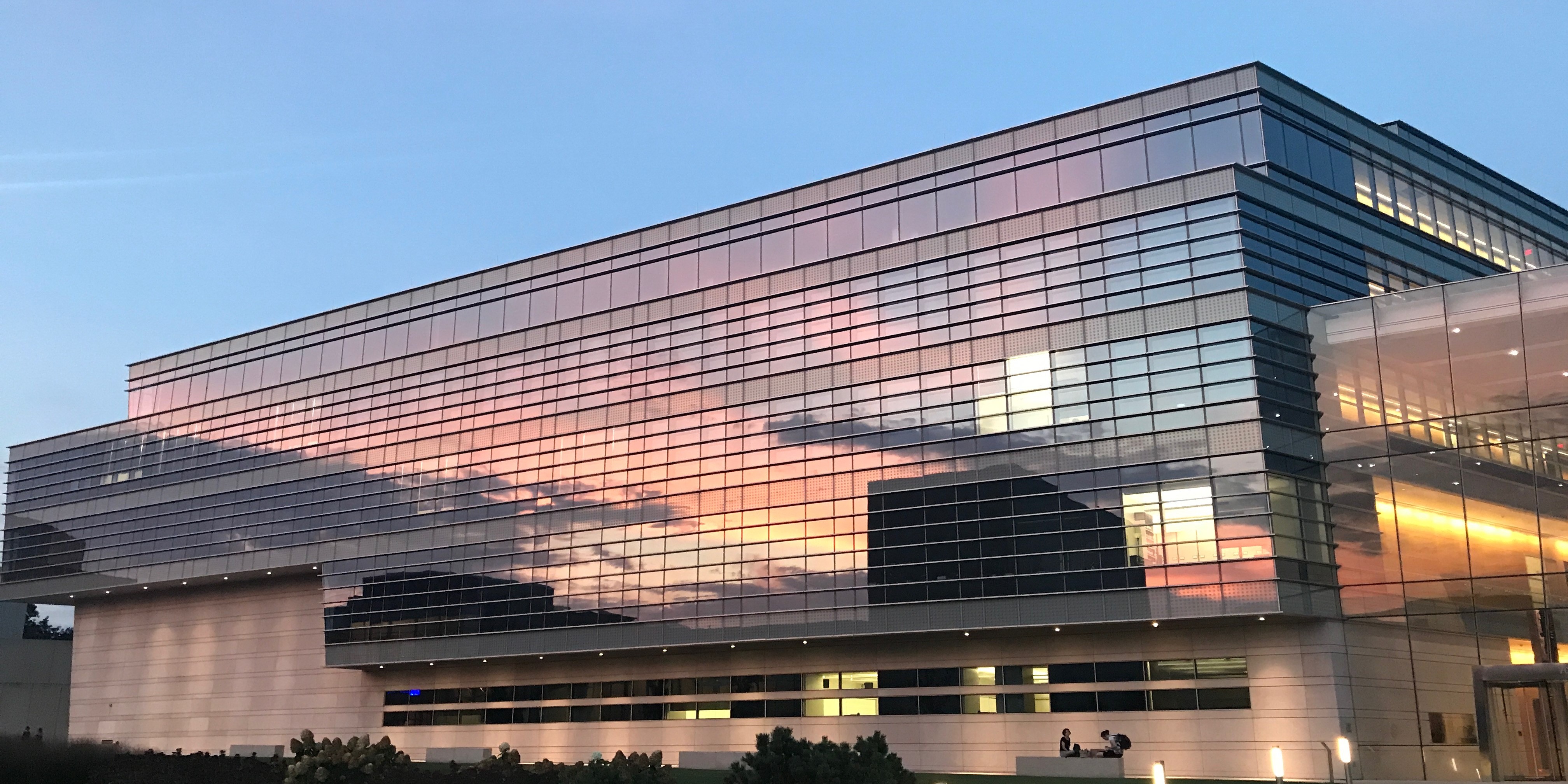 The Ryan Center at sunset.