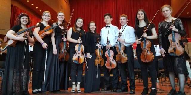 The NUSO viola section after a performance at Millennium Park in Chicago