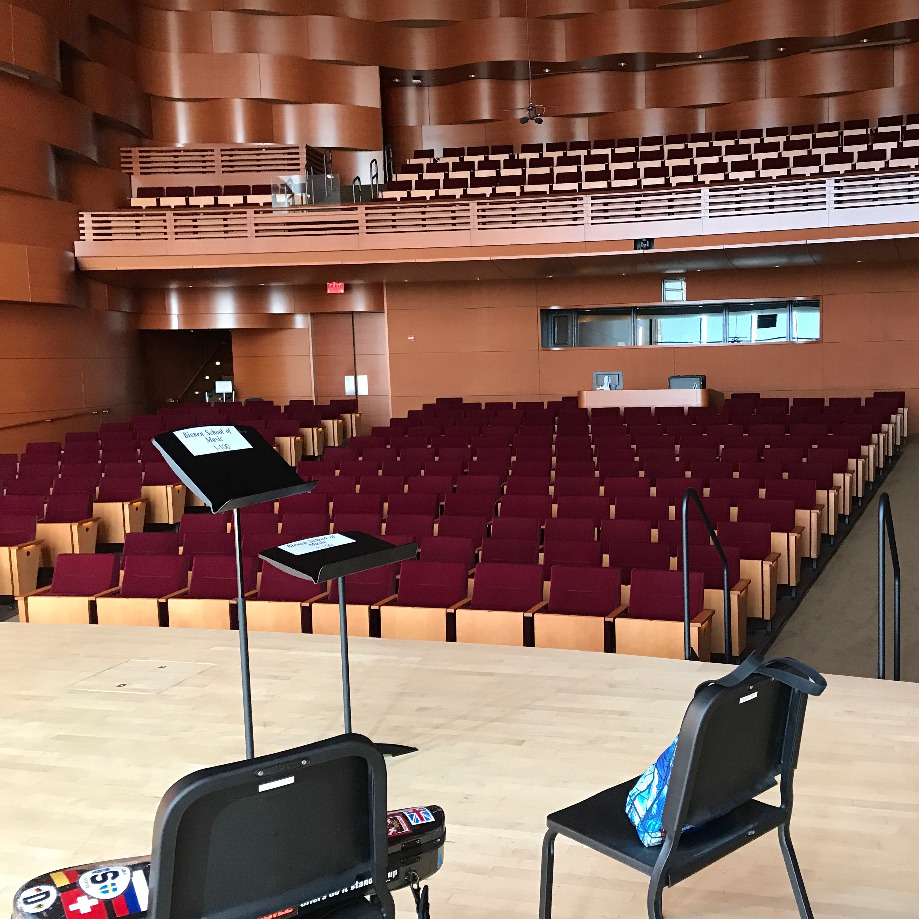 Prof. Callus's view of the audience in Galvin Hall from the stage at a dress rehearsal