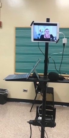 A student's very involved remote lesson tech-setup.